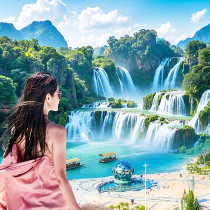 中国广西崇左德天跨国瀑布景区+明仕田园+巴马百魔洞+百色鹅泉+北海北海银滩景区5日4晚跟团游