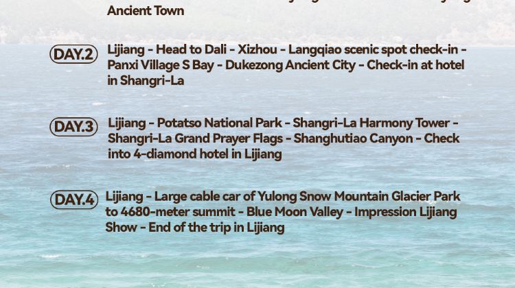 4-Day Lijiang + Shangri-La + Dali City + Yulong Snow Mountain