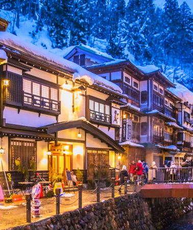 2D1N • Tohoku Winter Wonderland: Ginzan Onsen + Frost-covered Trees in Zaō Mountains + Fox Village + Onihei Edo-dokoro 2-Day Tour | “Spirited Away”-Inspired Bathhouse Hot Spring Hotel with Breakfast and Dinner | Departing from Tokyo · Includes Zaō Ropeway Ticket