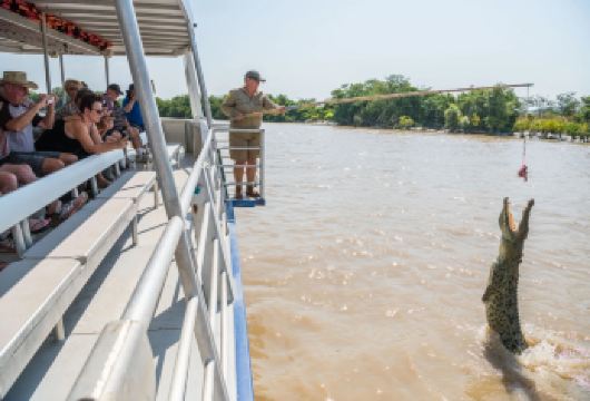 澳大利亚达尔文河跳鳄鱼游船半日游【湿地鳄鱼之旅/含市区接送】【搭乘阿德莱德河跳跃鳄鱼游船，近距离观赏野生鳄鱼与北领地丰富的湿地生态。】