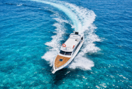 巴厘岛至努沙佩尼达私人游艇包船【专为您的团队提供的私人空调游艇，配备专业船员，确保您在努沙佩尼达岛享受快速、平稳且舒适的旅程。 全包式体验，包含酒店接送、优质浮潜装备、风景午餐、专业导游服务及官方保险。 在您浮潜、与魔鬼鱼共游及享受冒险之旅时，我们将使用DJI Action Pro为您免费拍摄照片和视频。】