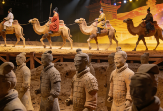 秦始皇帝陵兵马俑+驼铃传奇秀演出套票【可分2天更自由随意】【[贴心]赠送驼铃传奇演出票升级+秦始皇陵博物院门票+拼团人工讲解+无线耳麦；】