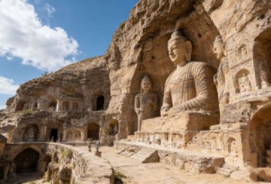 大同经典日游：悬空寺与云冈石窟|中旅 × 赞巴士【悬崖奇观：1500年悬空古寺（佛道儒三教合一） 联合国教科文组织瑰宝：3小时探索云冈石窟佛教石刻艺术 当地风味：包含正宗大同午餐、门到门巴士接送、***】