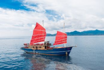 乘坐红男爵号游船，从苏梅岛到安通海洋公园一日游。【登上“红男爵”号中国帆船，前往安通海洋公园游览。 攀登至瓦塔拉普岛观景点，欣赏全景。 游泳、浮潜，享用美味的早餐、自助午餐和烧烤，还有各种饮品。】