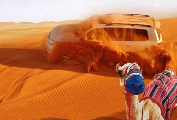 迪拜网红沙漠冲沙一日游，品质冲沙+骑骆驼+晚餐+表演+手绘【安全靠谱好玩，口碑好，多营地可选，正规冲沙车队~】