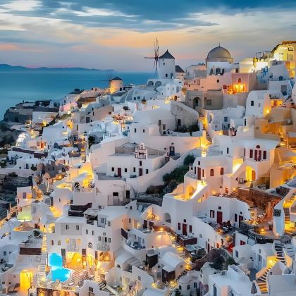 圣托里尼｜伊亚日落 + 蓝顶教堂 + 红沙滩 + 古遗址