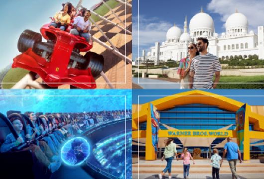 迪拜：谢赫扎耶德清真寺 & 亚斯岛主题公园 / 接送服务【探索谢赫扎耶德大清真寺，了解其引人入胜的历史 前往标志性的法拉利世界和华纳兄弟主题公园，让您的肾上腺素飙升 潜入水下世界，体验互动展览与惊险游乐设施】