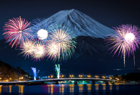 富士山冬花火限定一日游【9人小团/可接送/平野之滨+罗森】【冬季限定花火体验：河口湖大池公园观赏冬季夜间花火，感受富士山下的梦幻夜晚。】