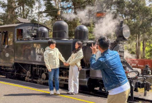 澳大利亚墨尔本普芬比利蒸汽火车+亚拉河谷一日游【含市区接送】【乘坐蒸汽小火车、参观博物馆，漫步红杉林，沉浸自然与历史之美。】