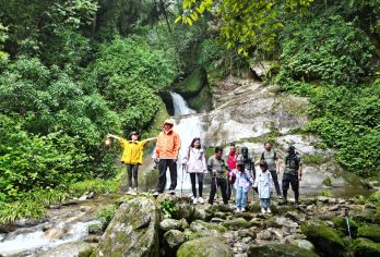 高黎贡山·高原舍·曲石中南段高原线路徒步拼团一日游【[缤纷景点]穿越百年杜鹃林，原始森林、竹林、芭蕉林，草果林，绿荫小道下，森林瀑布，临溪而过】