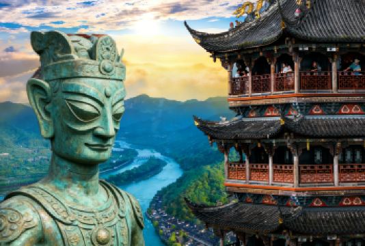 三星堆+都江堰+灌县古城蓝眼泪丨真纯玩·含门票丨可选8人团【[中国国旅自营·品牌背书]一天领略2大四川流量景点·错峰出游·拒绝起早贪黑】