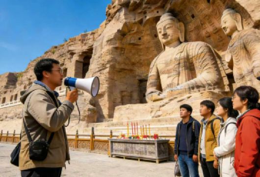 大同云冈石窟半日+深度讲解2小时+赠蓝牙耳麦+不含门票【[土著导游]当地导游深度讲解，让你融会贯通】