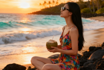 美国夏威夷-大岛黑沙滩-火山国家公园-彩虹瀑布可观星包车热卖【专属客服和本地中文司机，一家一团包车】