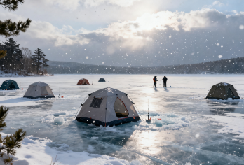 长白山冷水鱼亲子冰钓一日游《上门接送 星级服务》【冰面冒白汽，鱼钩沉底时，钓的是长白山的冬意 享受亲子时光的美好】