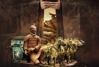 【8-15人独立讲解】9点兵马俑+丽山园+千古情/驼铃/妆造【[亮点推荐]8-15人小团，独立讲解，馆内不拼团，午餐3选1 赠汉服+妆造（预约使用）！】