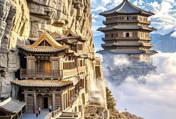 【35人纯玩团】山西大同恒山畅游3h+悬空寺+应县木塔一日游【应县木塔是稀有的辽代古建筑，建筑中没有用一根铁钉，乃是当今世界古老的木塔，也是世界三大奇塔之一。】