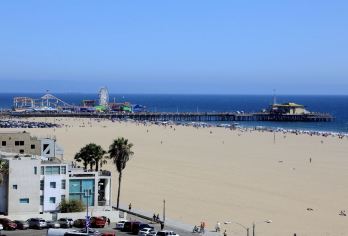 美国洛杉矶圣莫妮卡沙滩+盖地中心+比利佛山庄+好莱坞一日游【感受天使之城的浪漫】