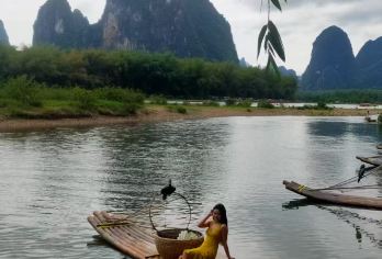 2-8人小团漓江兴坪古镇+银子岩+十里画廊遇龙河双人竹筏【网红鱼鹰表演+20元背景打卡】