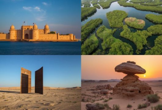 卡塔尔：北部与西部全日游【探索联合国教科文组织列名的祖巴拉堡，了解其悠久历史 伫立在理查德·塞拉的《东西/西东》沙漠艺术装置前 探索郁郁葱葱的阿尔塔基拉红树林，领略卡塔尔*古老的森林景观】