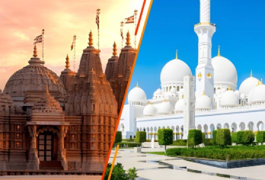 迪拜出发：BAPS印度教神庙与谢赫扎耶德清真寺之旅【欣赏阿布扎比谢赫扎耶德大清真寺的宏伟壮观 在阿布扎比的民俗村探索阿联酋的丰富历史 探索印度教神庙（BAPS神庙）及其精妙的建筑艺术】