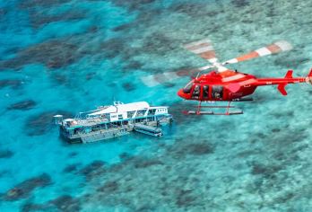 凯恩斯梦幻丽礁号大堡礁游轮一日游【直升机/深潜/自助午餐】【[新奇体验]全新广阔的活动平台，崭新快速稳定的双体船，中文服务，无忧外堡礁渡轮之旅】