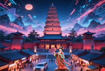 西安博物院+城墙+大唐不夜城晚出发小团夜游（含精品唐风妆造）【化身唐宫佳人，提灯夜游城墙，在千年古都的璀璨夜色中拍摄浪漫大片。】