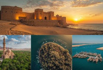 卡塔尔北部遗产之旅：祖巴拉堡、朱迈勒和红树林【漫步于联合国教科文组织世界遗产地祖巴拉堡，仿佛穿越回过去。 探索废弃的19世纪渔村阿尔朱迈勒 参观紫岛红树林，欣赏郁郁葱葱的绿色植物。】