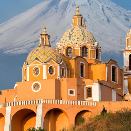 墨西哥城包车一日游服务【普埃布拉+大金字塔】雪山遇见教堂