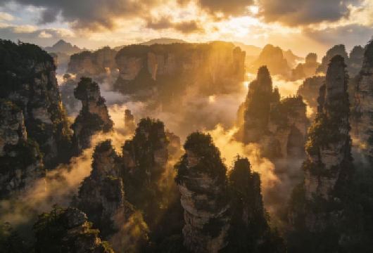 张家界：国家森林公园 • 百龙天梯 • 天子山风景区日游|中旅 × 赞巴士【探索那些激发《阿凡达》悬浮山灵感的著名石英砂岩峰林，数千根壮观的石柱令人叹为观止。 乘坐世界*高的户外电梯——百龙天梯，瞬间抵达山顶，即刻饱览张家界森林与峰林的壮丽全景。 乘坐天子山索道舒适下行，尽享壮丽空中美景。费用全包：含门票、直通车及往返市区接送服务。】