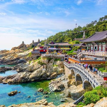 釜山一日游2人起精致拼包团海云台+甘川+胶囊列车经典路线可选