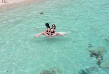 三亚百福湾【亚马训官方运营】玻璃海水浮潜玻璃船香蕉船摩托艇】【百福岛玻璃海水，百福岛（湾）、原生态岛屿、小众玩法，人少、景美、水清，玻璃船航拍天使之翼 香蕉船】