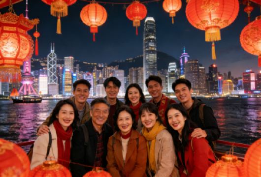 【春节小团≤20人】观维港璀璨新年夜+海鲜围餐【[三重维港核心体验]①星光大道瞰天际 ②天星小轮渡维港 ③太平山顶览港湾壮阔】