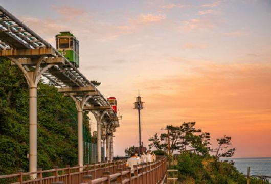 釜山老城散步+札嘎其市场+海云台空中列车夕阳一日游 (釜山)【海云台天空胶囊列车｜搭乘复古空中列车沿海云台海岸慢行，欣赏辽阔海景与悬崖风光，是拍照与放松的绝。】