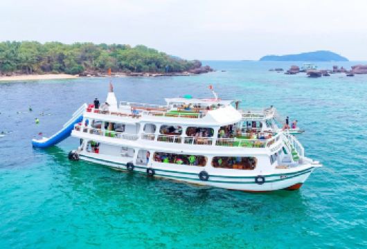 富国岛大船三岛一日游浮潜+滑梯+午餐+沙滩+可选中文团【[游览富国醉美三岛]享受终JI海滩之旅】