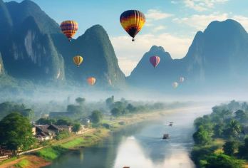 万荣一日游【热气球+坦江、水下溶洞+滑索+皮划艇+泻湖1】【万荣城区内酒店接送+含1顿午餐】