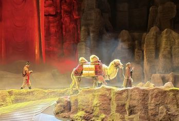 《驼铃传奇》秀+精美汉服妆造【私家小团+2人起订+往返接送】【《亮点1》以“一带一路”为主线，深入挖掘大唐传统文化，追寻驼队丝绸之路上的踪迹】