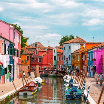 2座岛屿穆拉诺-布拉诺岛，清晨从威尼斯圣马可出发