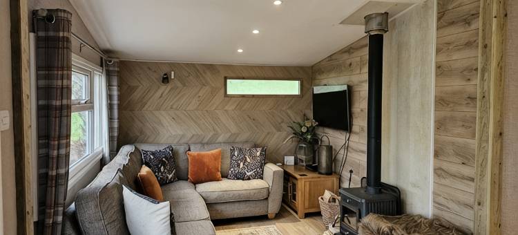 花楸树什罗普郡配有热水浴缸的林间静居山林小屋(Rowan Tree Lodge with Hot Tub, a beautiful Woodland Retreat in Shropshire)图片