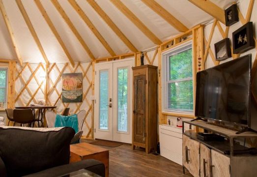 JP's Waterfront Yurt with Heating, Cooling & Wifi  /  Glamping on the River Hotel Overview