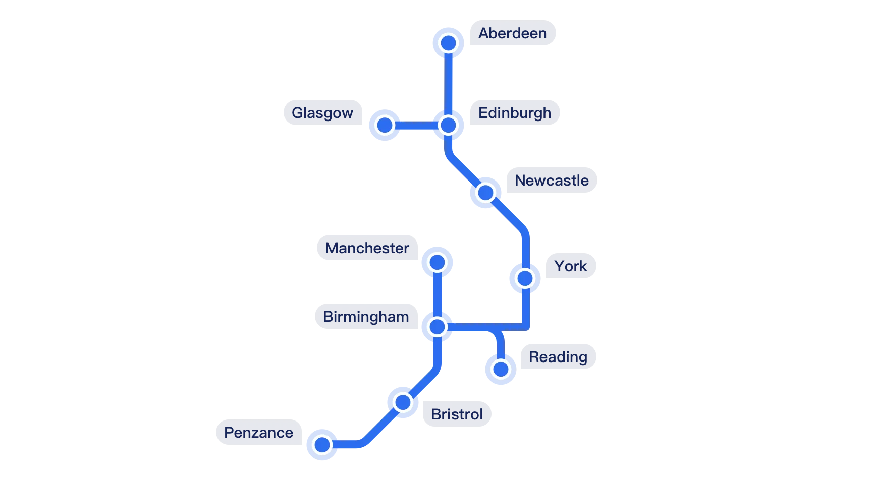 Mappa ferroviaria di CrossCountry