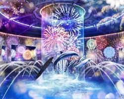 Grand fireworks festival at the aquarium