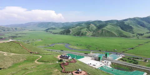 內蒙古敖包景點俯瞰九曲河美景