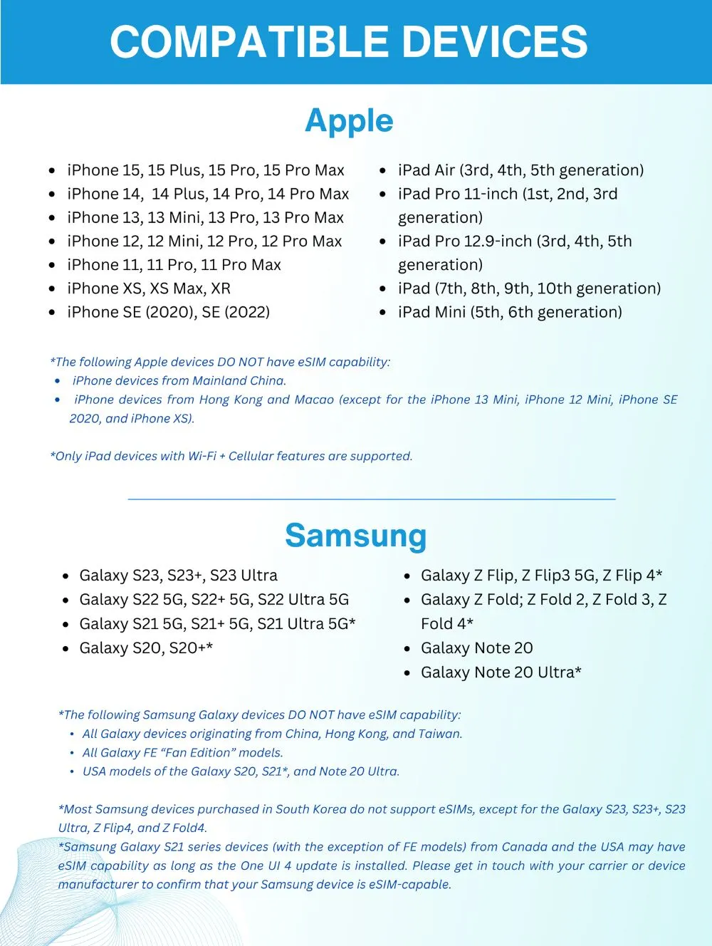 [List of Compatible Models]