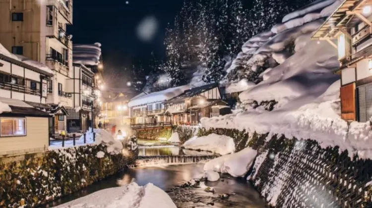 Ginzan Onsen is a pretty hot spring town situated in the mountains.