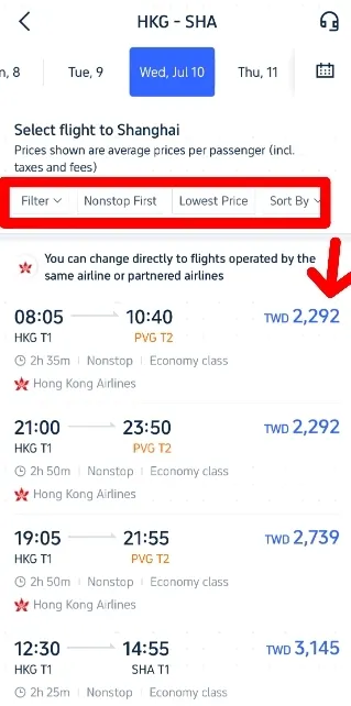 Trip.com Change Flight | Step 4: Select New Flights