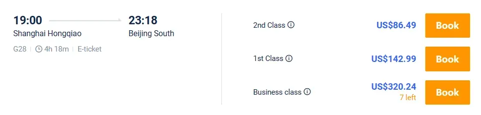 China Train Ticket: 1st Class VS. 2nd Class Price