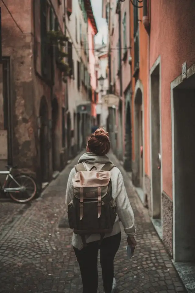 Woman walking in street