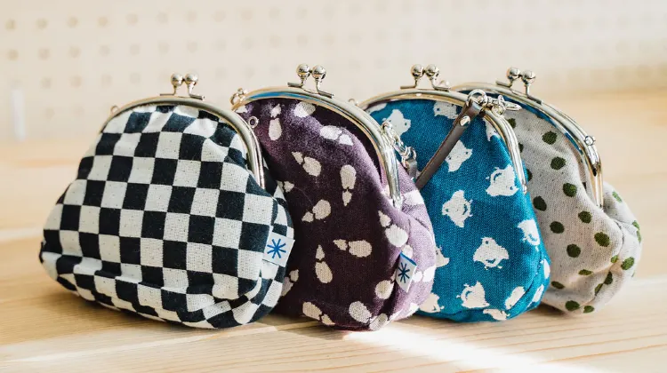 米織小紋 丸型がま口