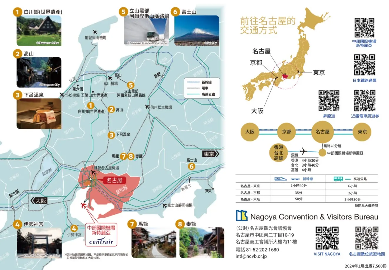 日本旅遊地圖|中部地區