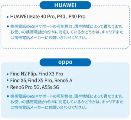 韓国eSIMの対応機種